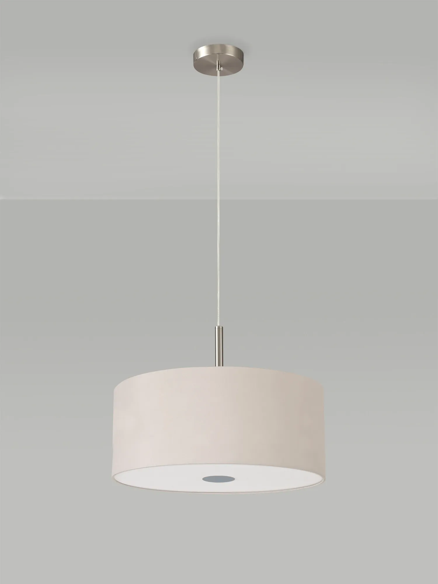 Baymont 40cm 3 Light Pendant Satin Nickel, Nude Beige/Moonlight, Frosted Diffuser DK0434  Deco Baymont SN NU